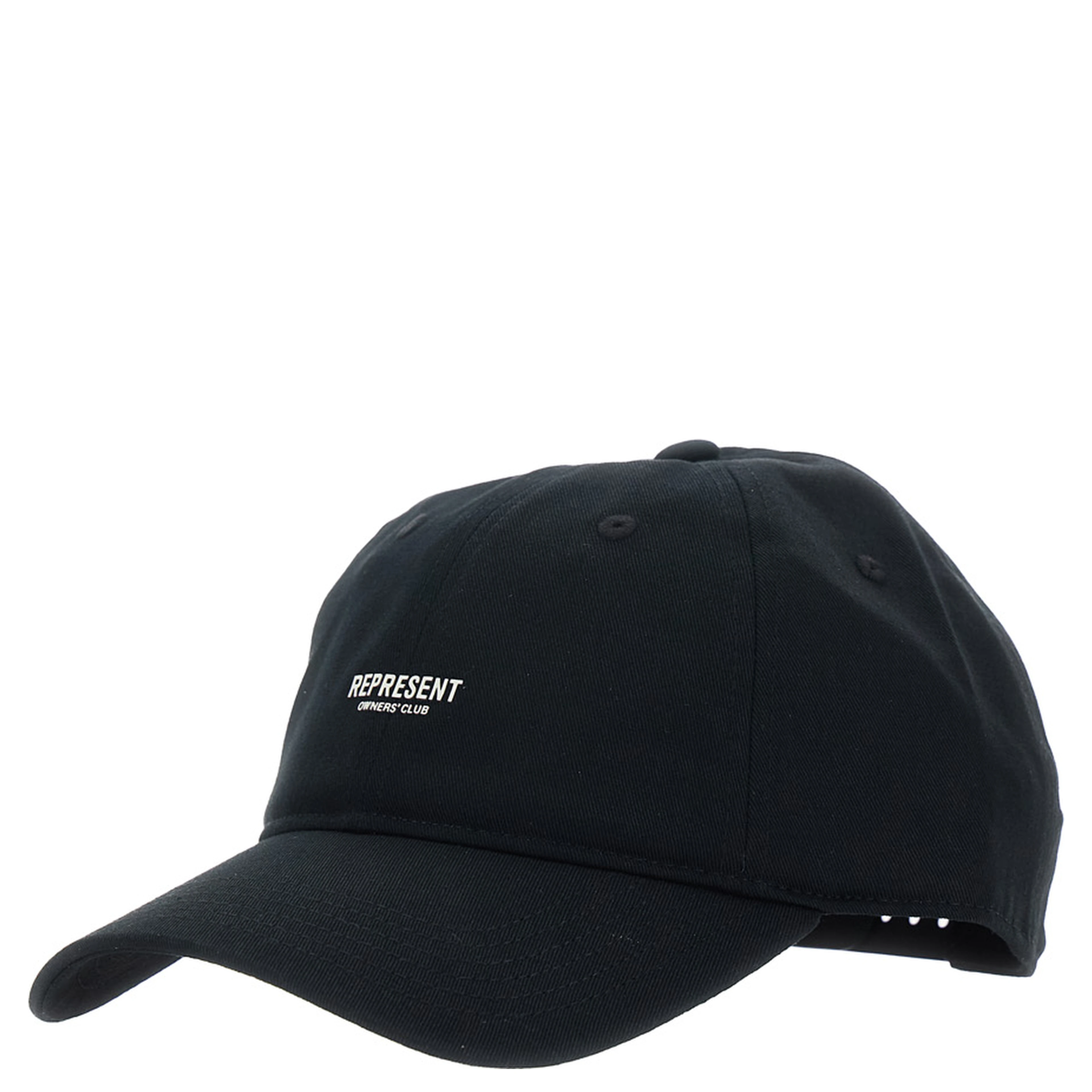 Black Baseball Cap with Logo on the Front in Cotton for Men