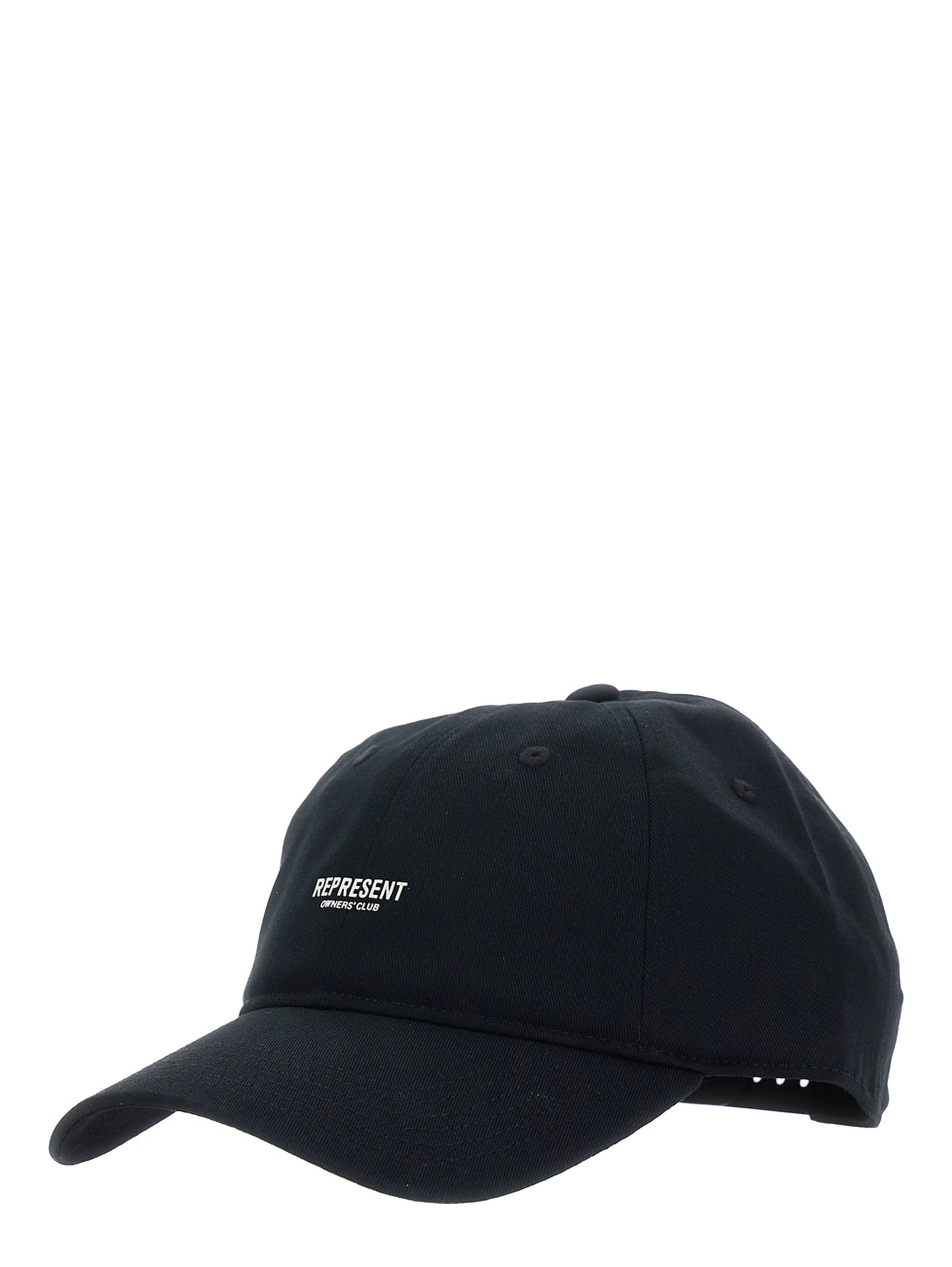 Black Baseball Cap with Logo on the Front in Cotton for Men