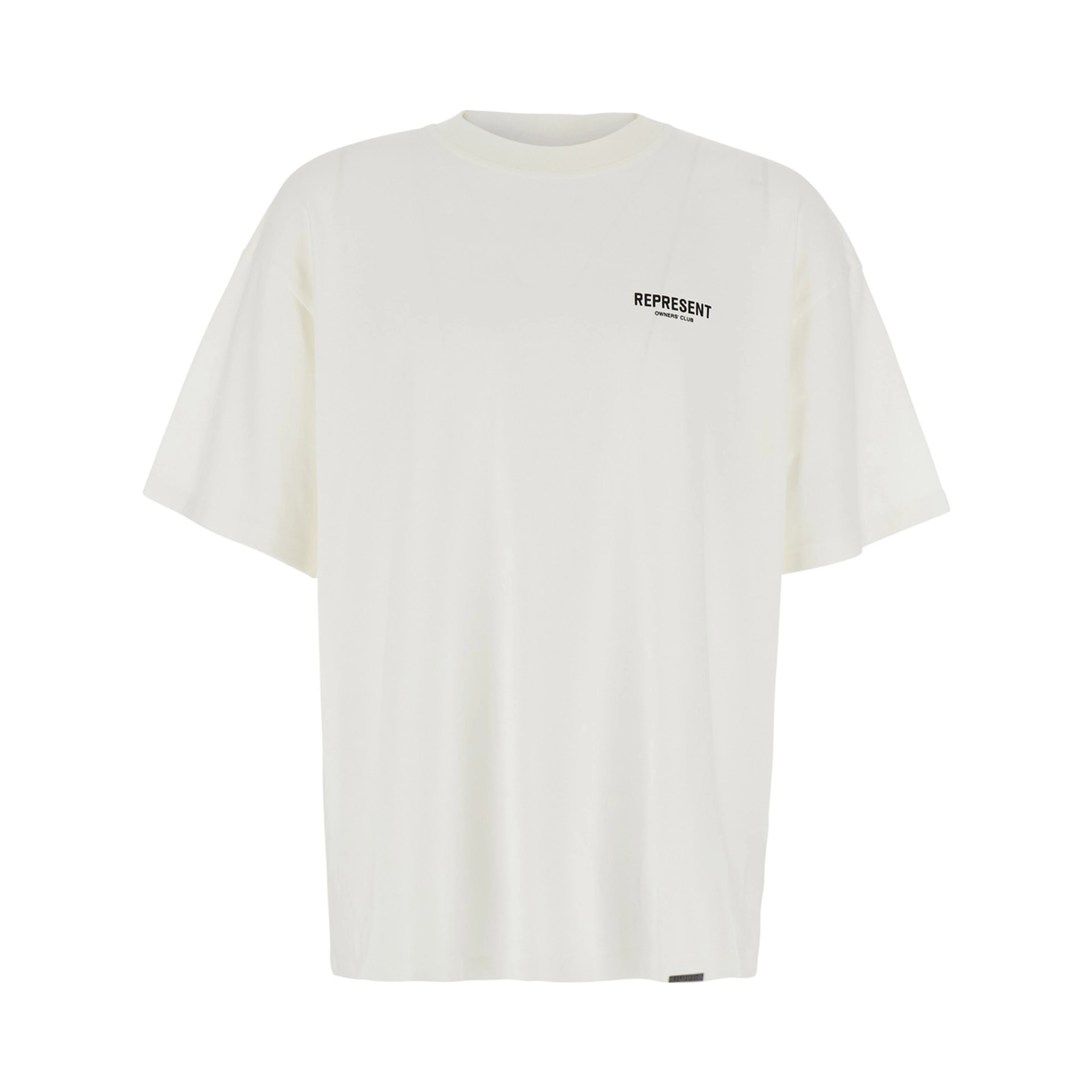 White Crew neck T-shirt with logo lettering on front and back in  cotton for men