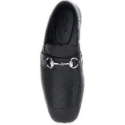 Ragazzo Black Loafers with square toe and Horsebit on the front in leather for women