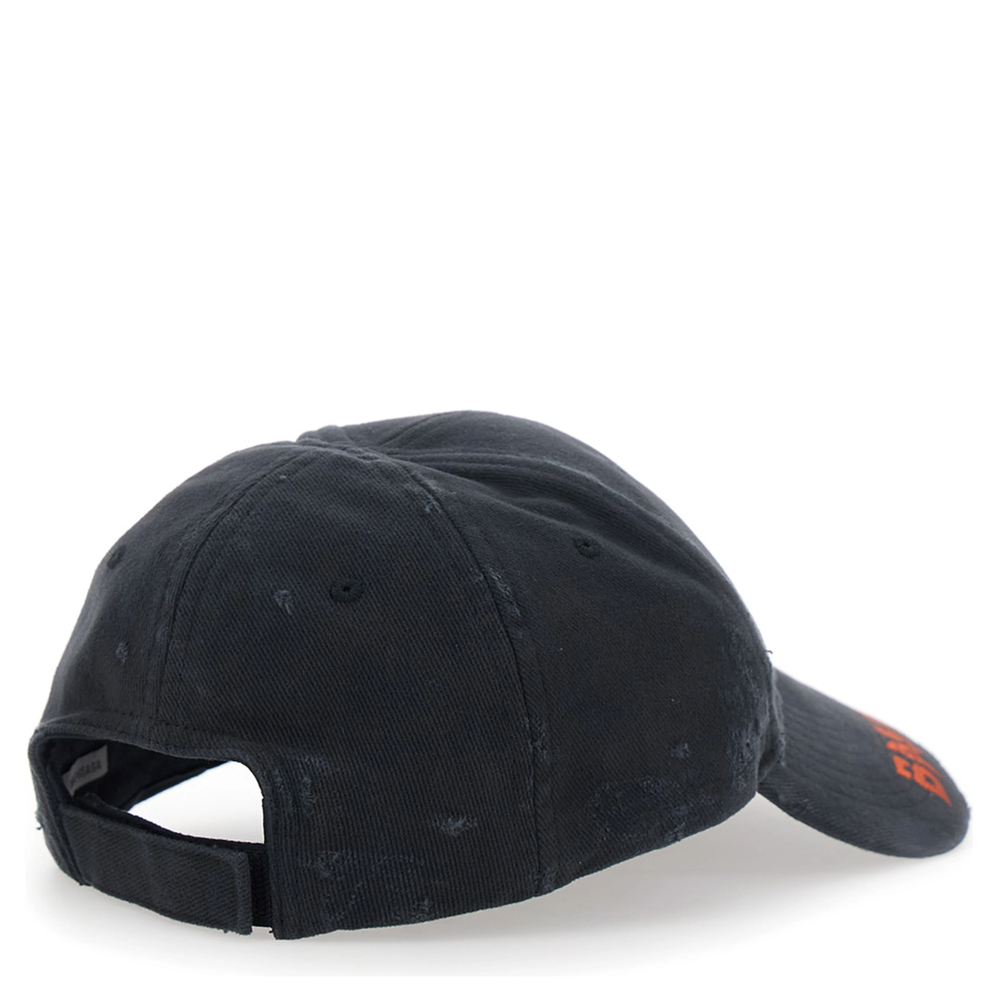Black Baseball Cap with logo lettering on the front in Cotton Men