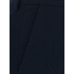 Francoise Blue Pants with a welt pocket on the back in Blend wool and cotton for women