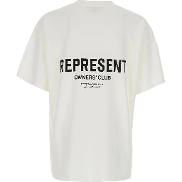 White Crew neck T-shirt with logo lettering on front and back in  cotton for men