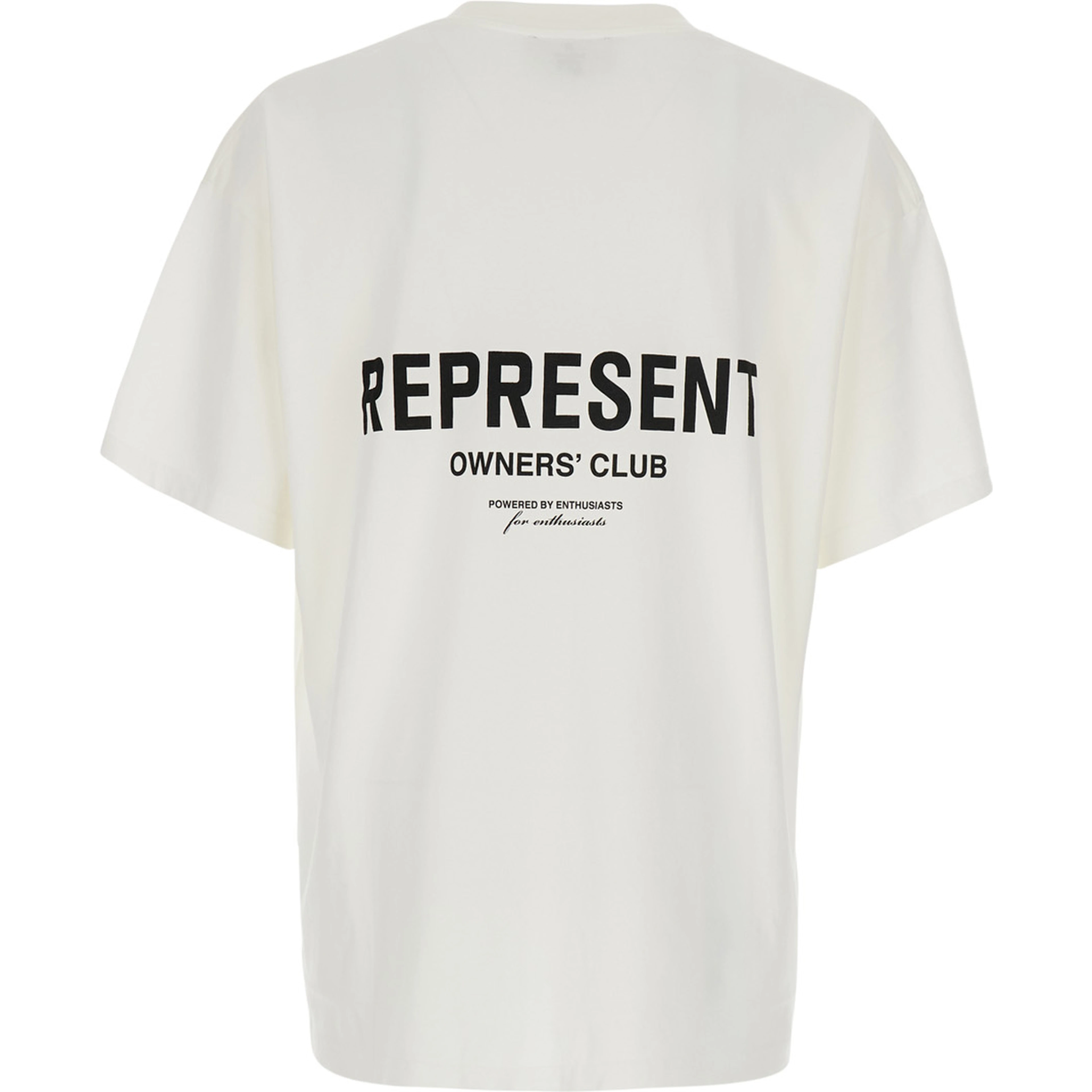 White Crew neck T-shirt with logo lettering on front and back in  cotton for men