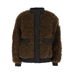 VALERY Brown Down jacket with all-over eco-fur in Tech Fabric women