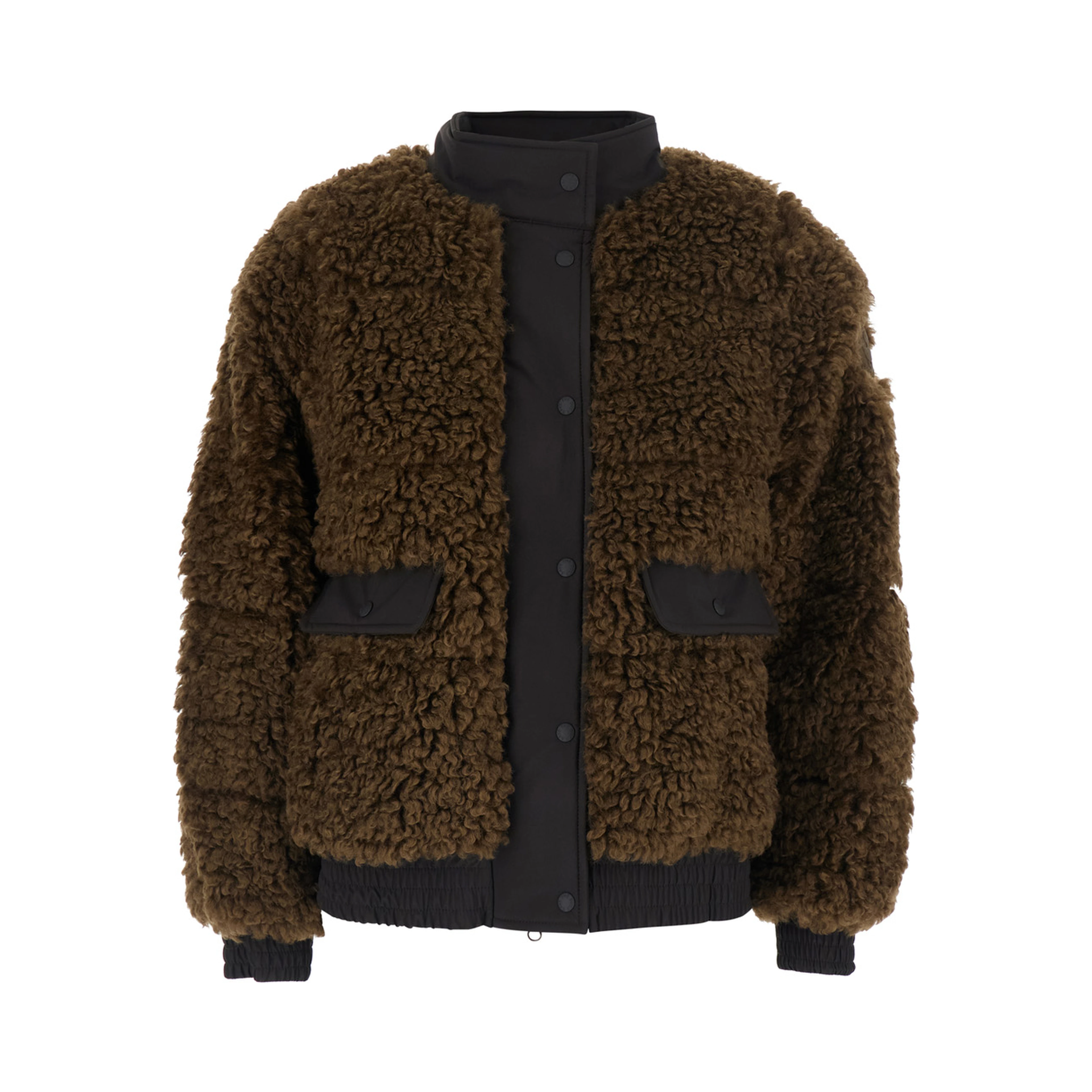 VALERY Brown Down jacket with all-over eco-fur in Tech Fabric women