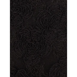 Brown sleeveless long dress with high collar and all-over floral embroidery in Tech Fabric for women