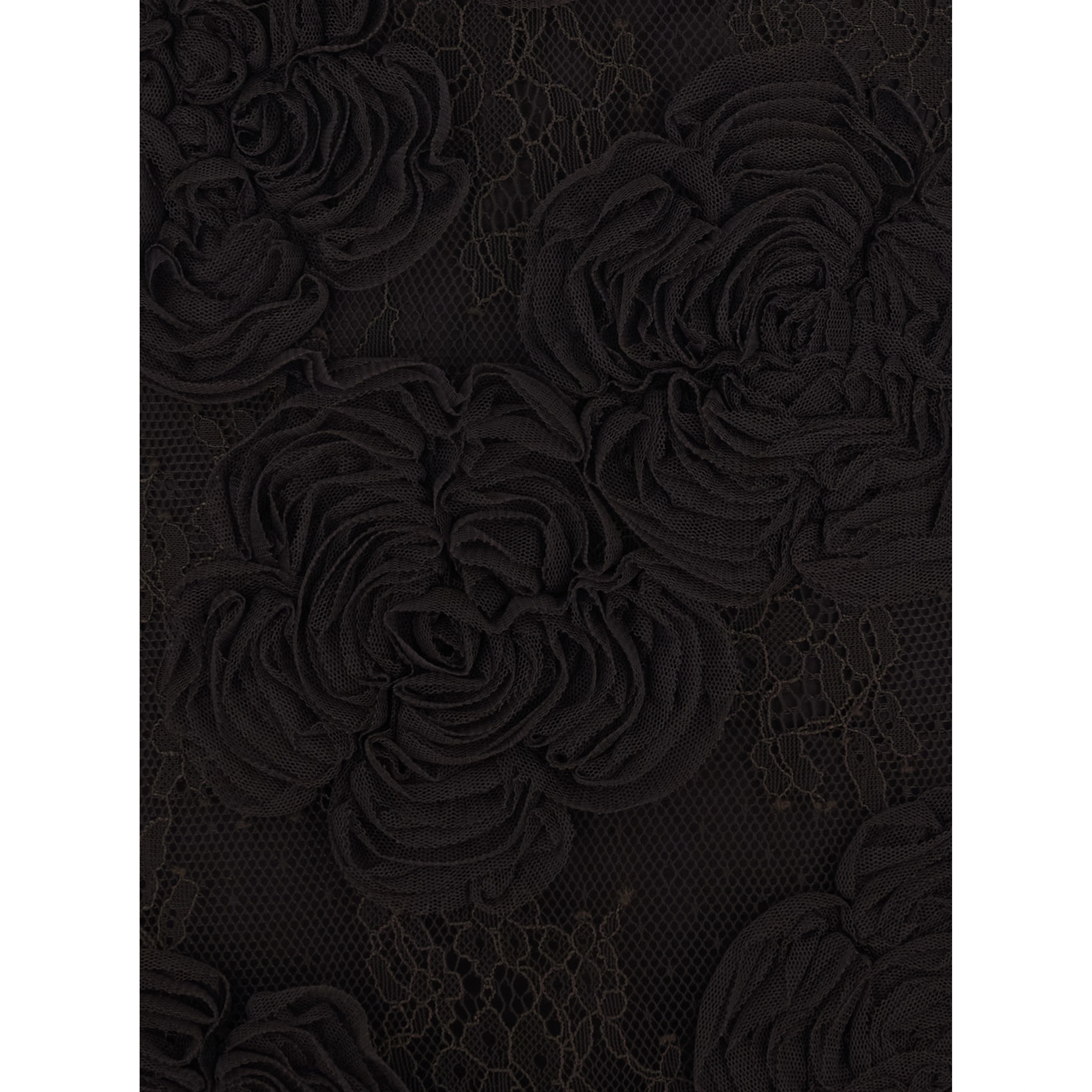 Brown sleeveless long dress with high collar and all-over floral embroidery in Tech Fabric for women