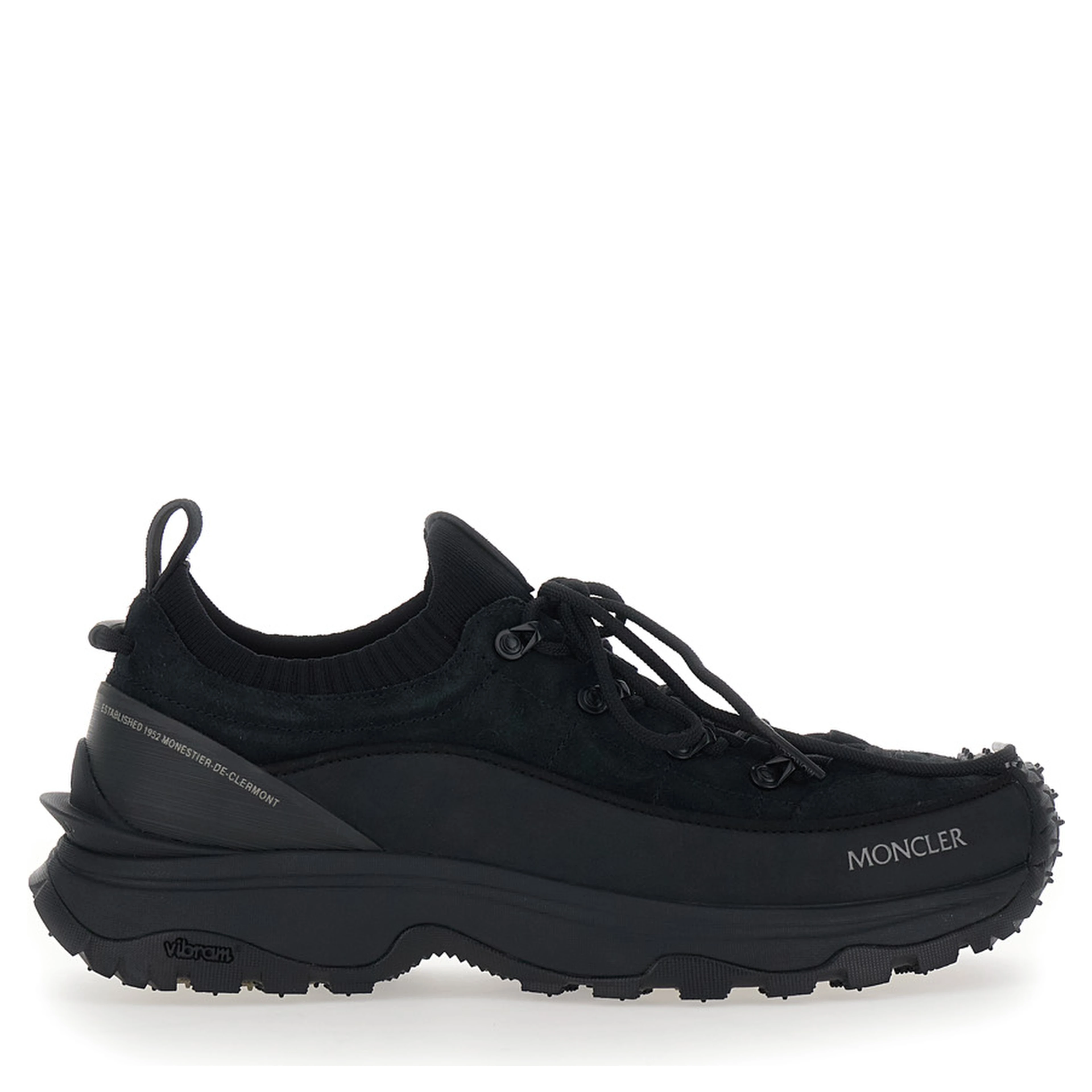 Trailgrip Black Sneaker with Logo Detail on the Front and Chunky Sole in Leather for Men
