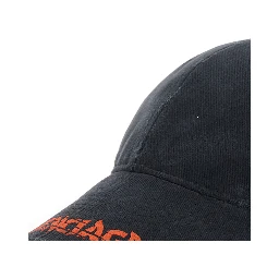 Black Baseball Cap with logo lettering on the front in Cotton Men