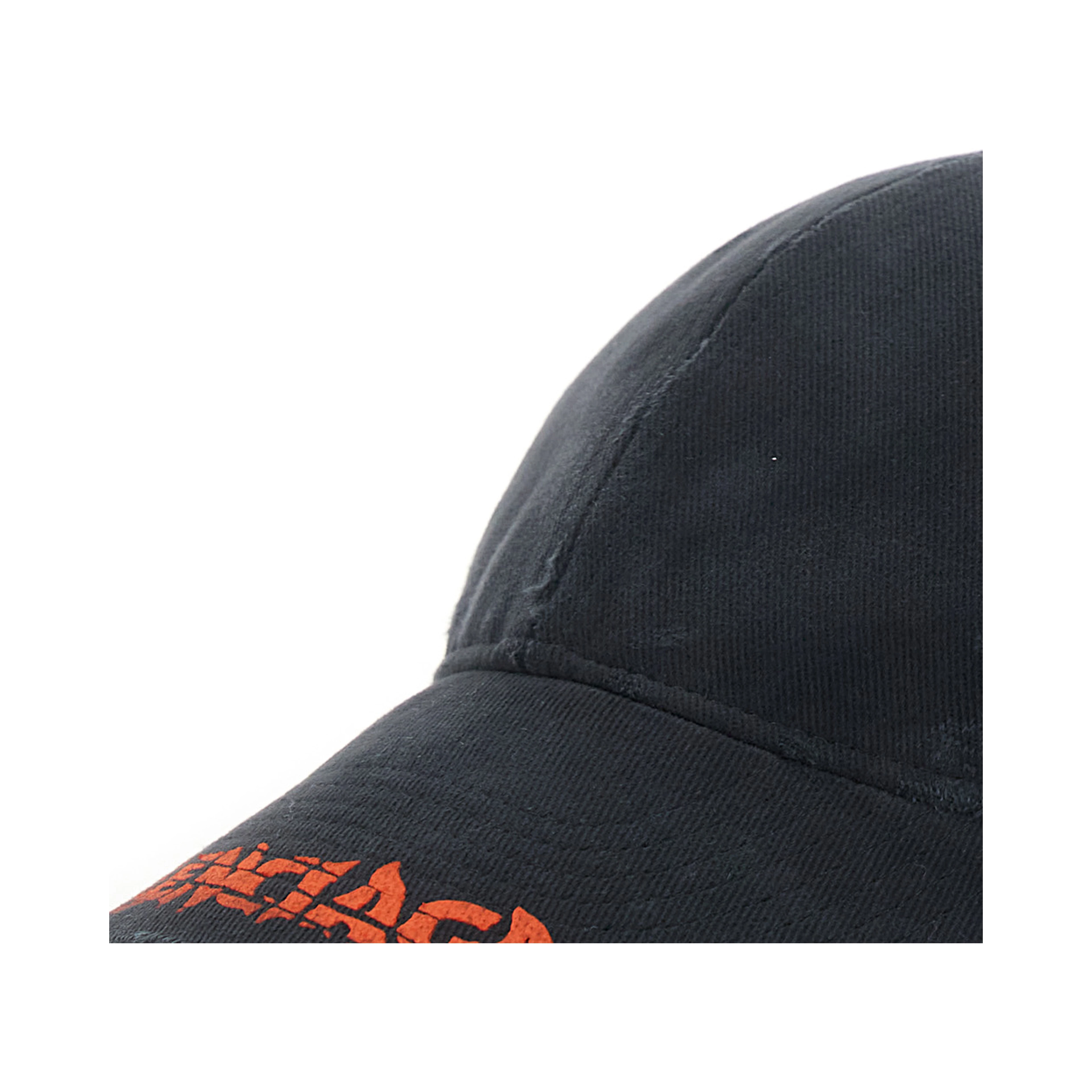 Black Baseball Cap with logo lettering on the front in Cotton Men