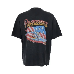 Black Crew Neck T-Shirt with Patch Pocket with Logo on the Front and Maxi Print on the Back in Cotton for Men