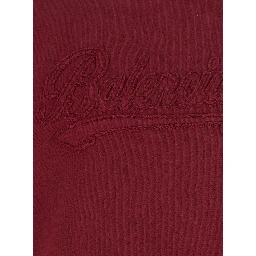 Red Hoodie with Drawstring Hood and Logo Lettering on the Front in Cotton for Men