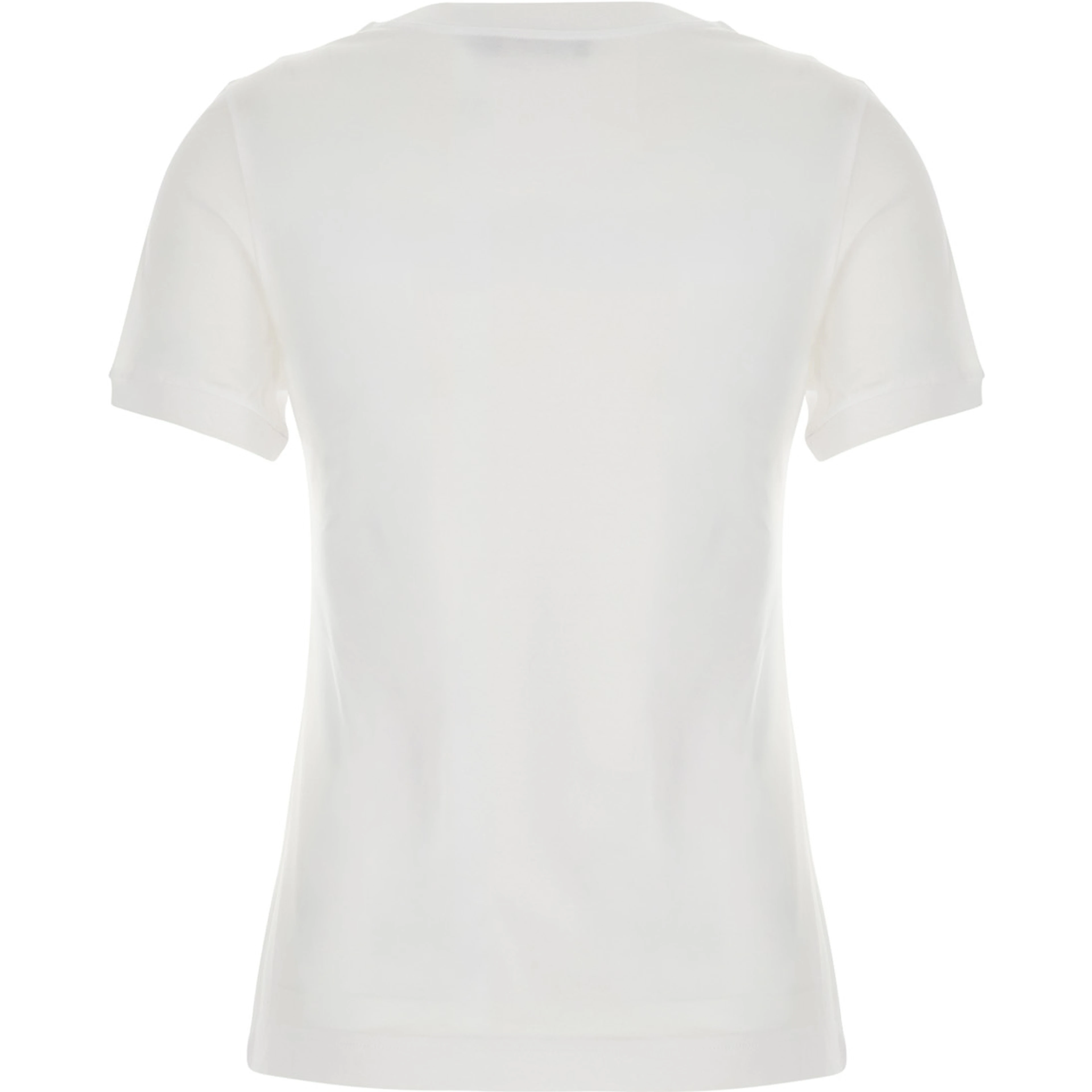 white T-shirt with logo patch on the front in cotton for women