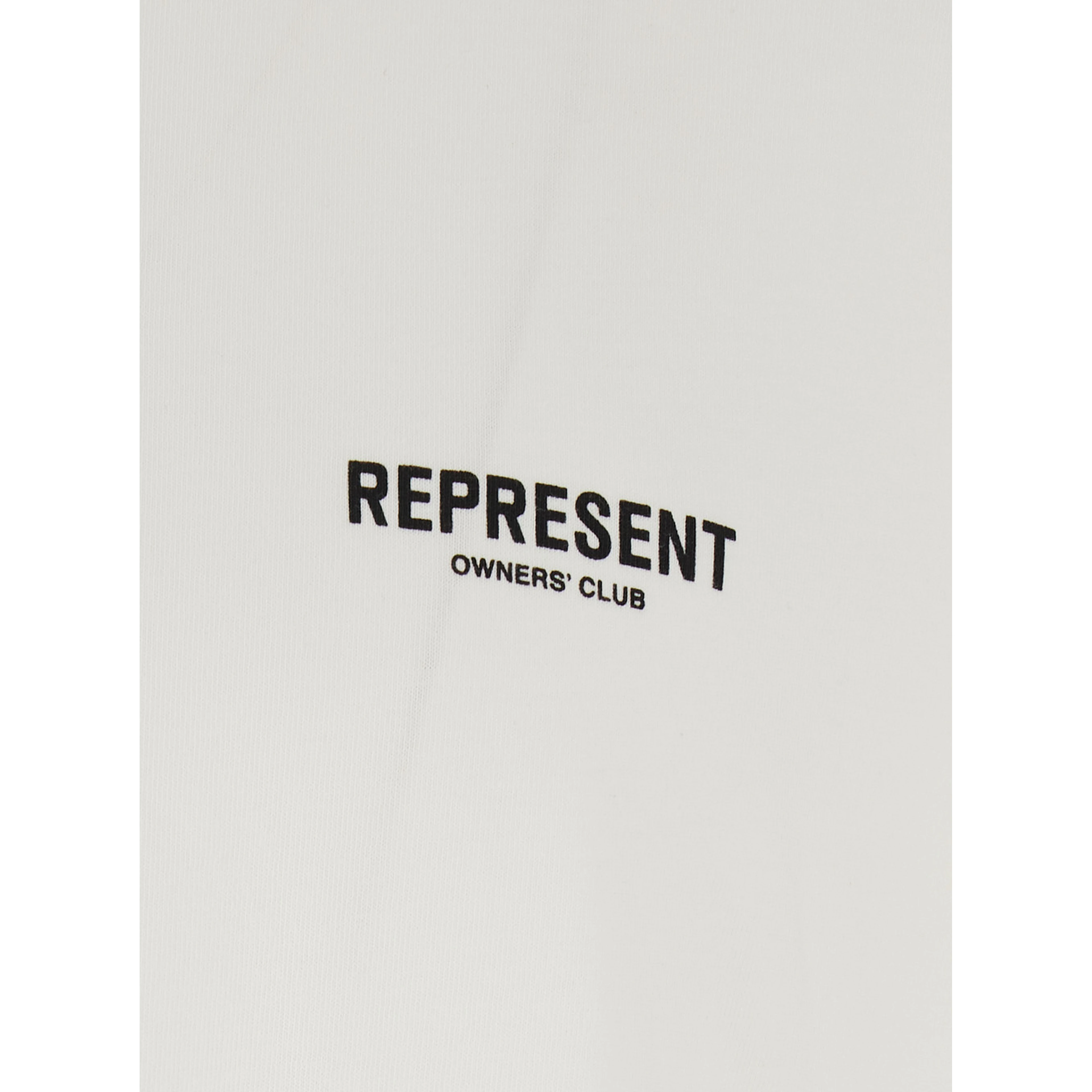 White Crew neck T-shirt with logo lettering on front and back in  cotton for men