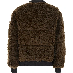 VALERY Brown Down jacket with all-over eco-fur in Tech Fabric women