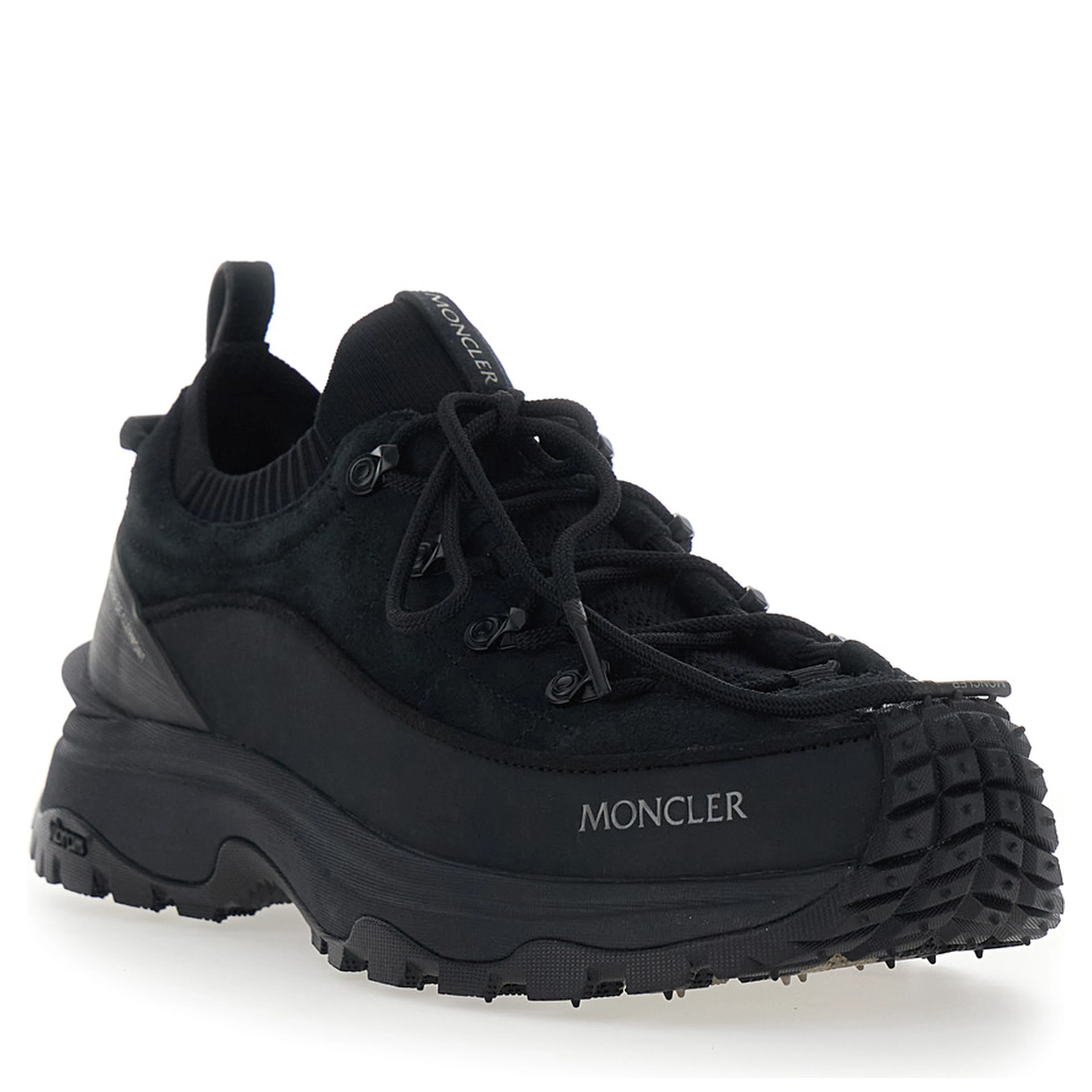 Trailgrip Black Sneaker with Logo Detail on the Front and Chunky Sole in Leather for Men
