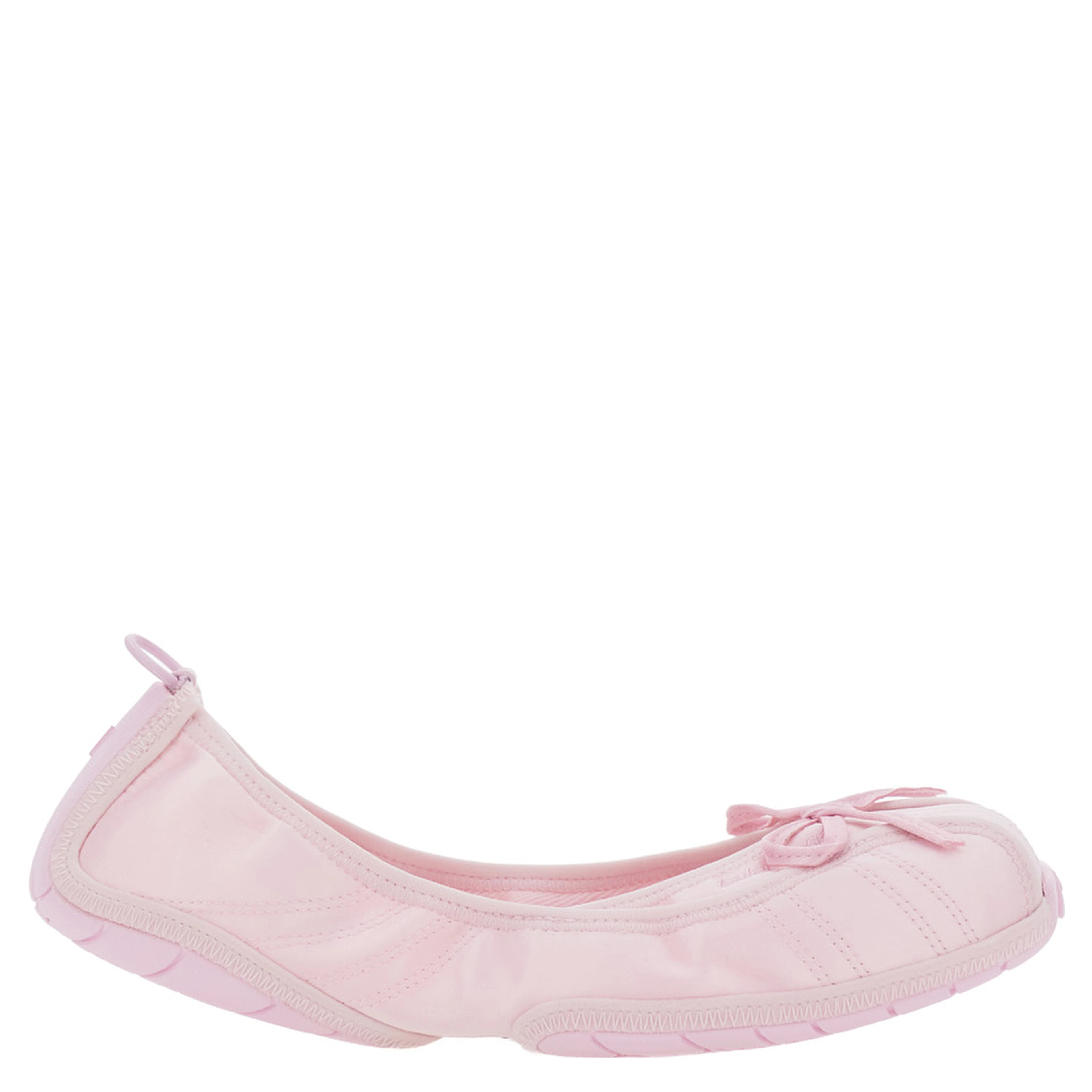 Pink Ballet Flats with Bow on the Front and Embroidered Logo in Tech Fabric Women
