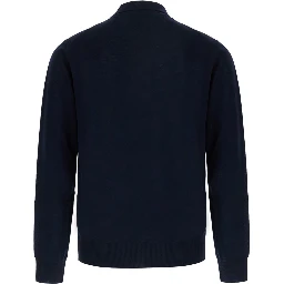 Blue Polo Shirt with tone-on-tone logo in Wool for Men