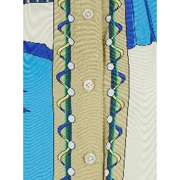 multicolor Long dress with waist belt and all-over print in silk for women