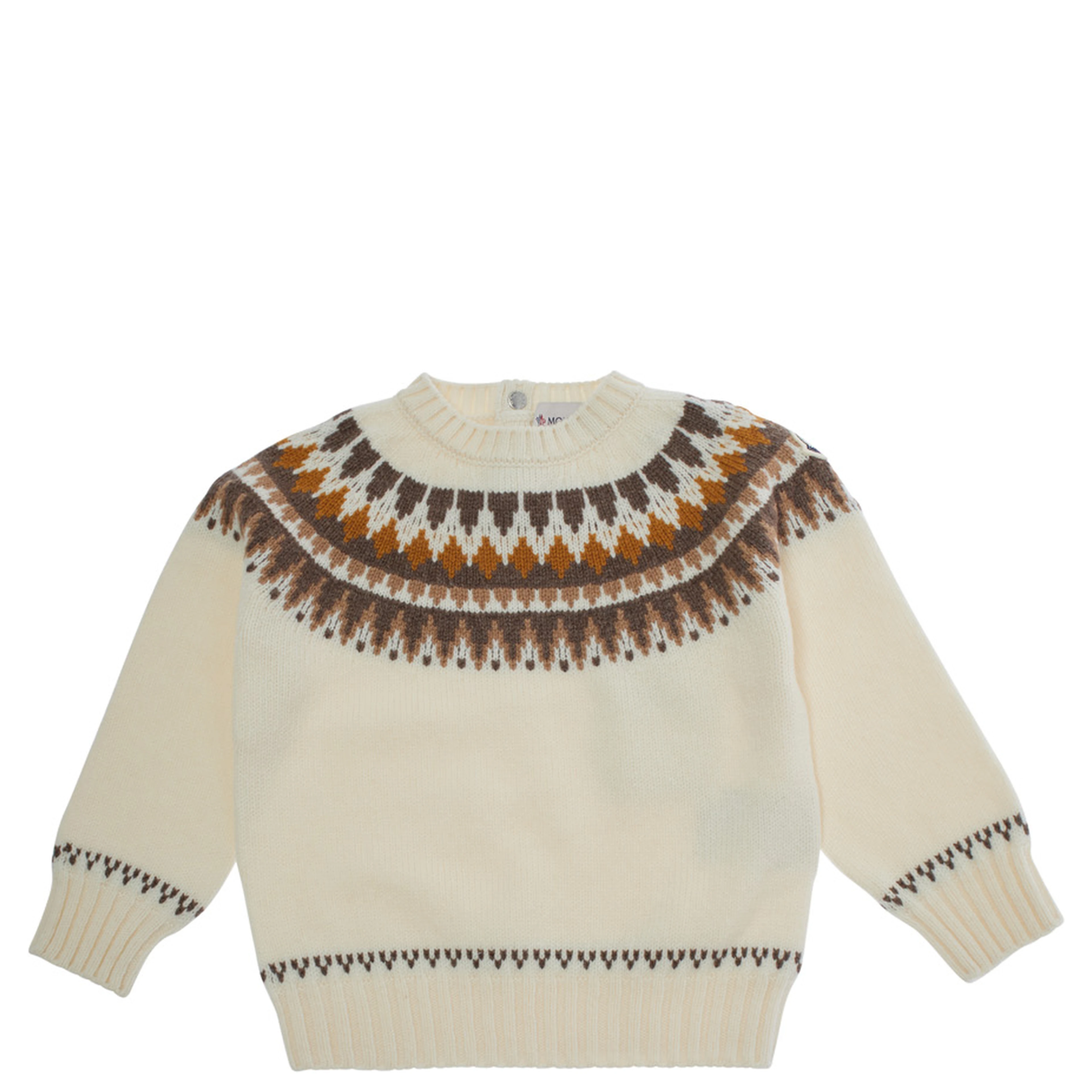 White Sweater with round neck and embroidered motif in wool and cashmere Girl