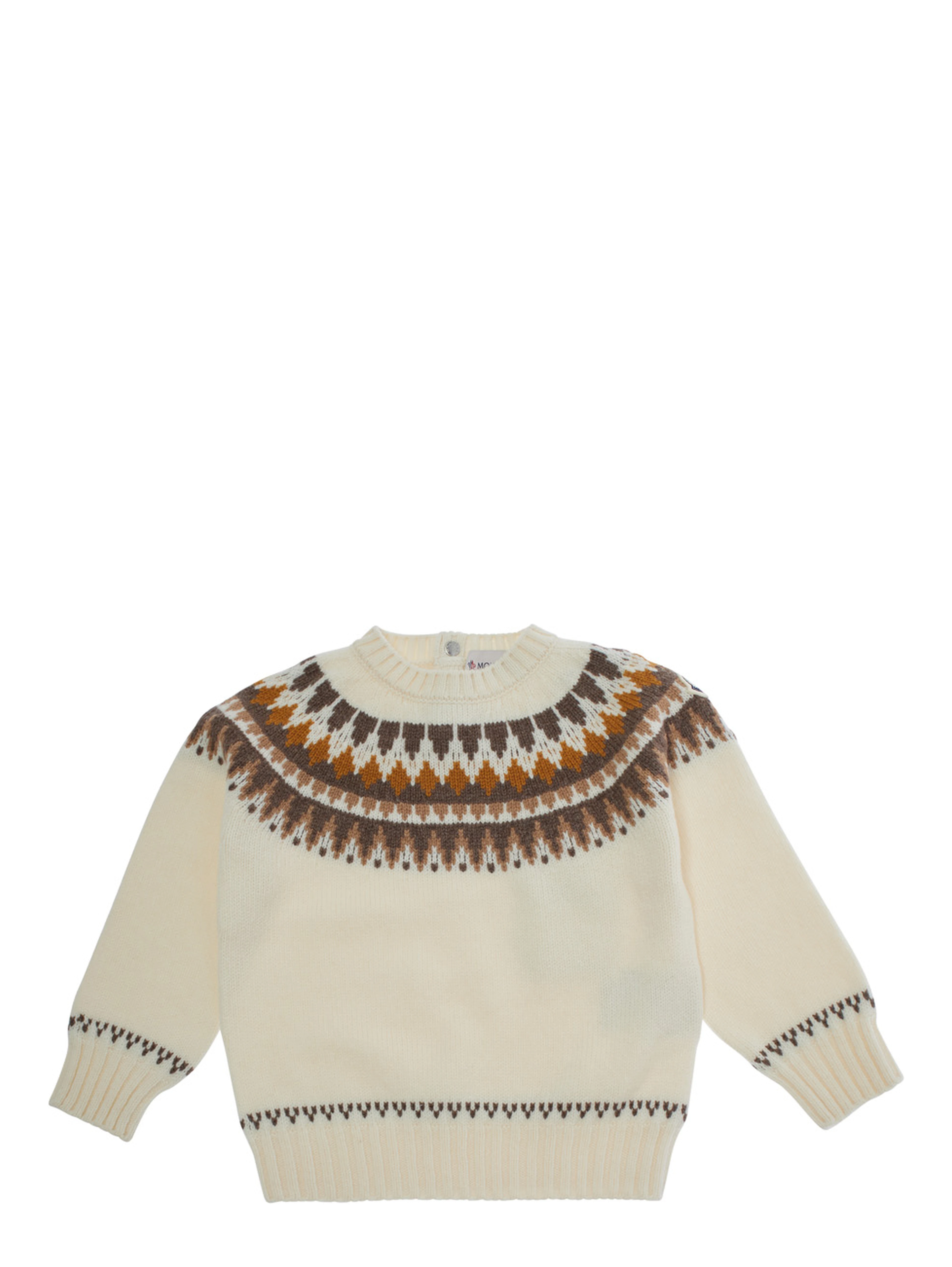 White Sweater with round neck and embroidered motif in wool and cashmere Girl