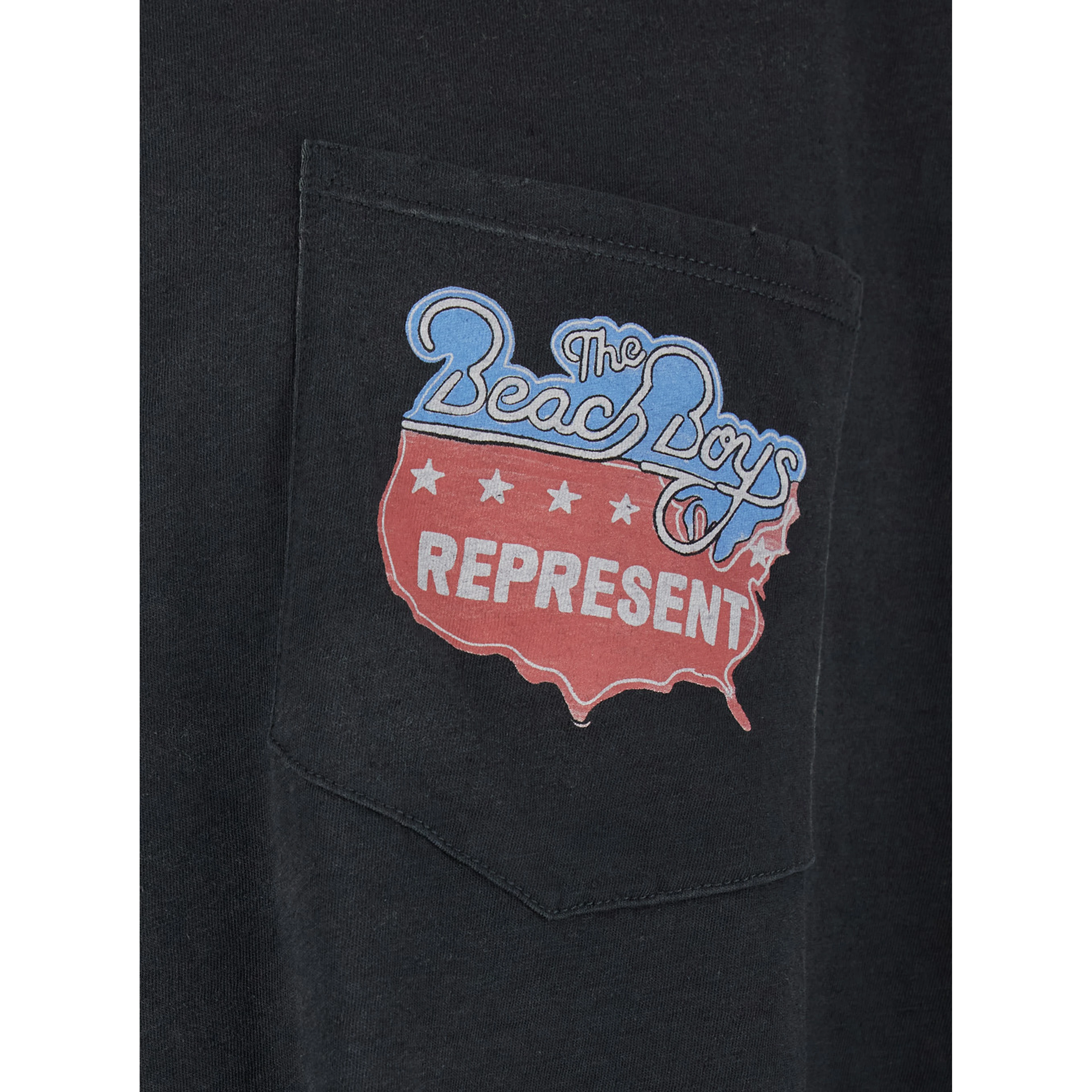 Black Crew Neck T-Shirt with Patch Pocket with Logo on the Front and Maxi Print on the Back in Cotton for Men