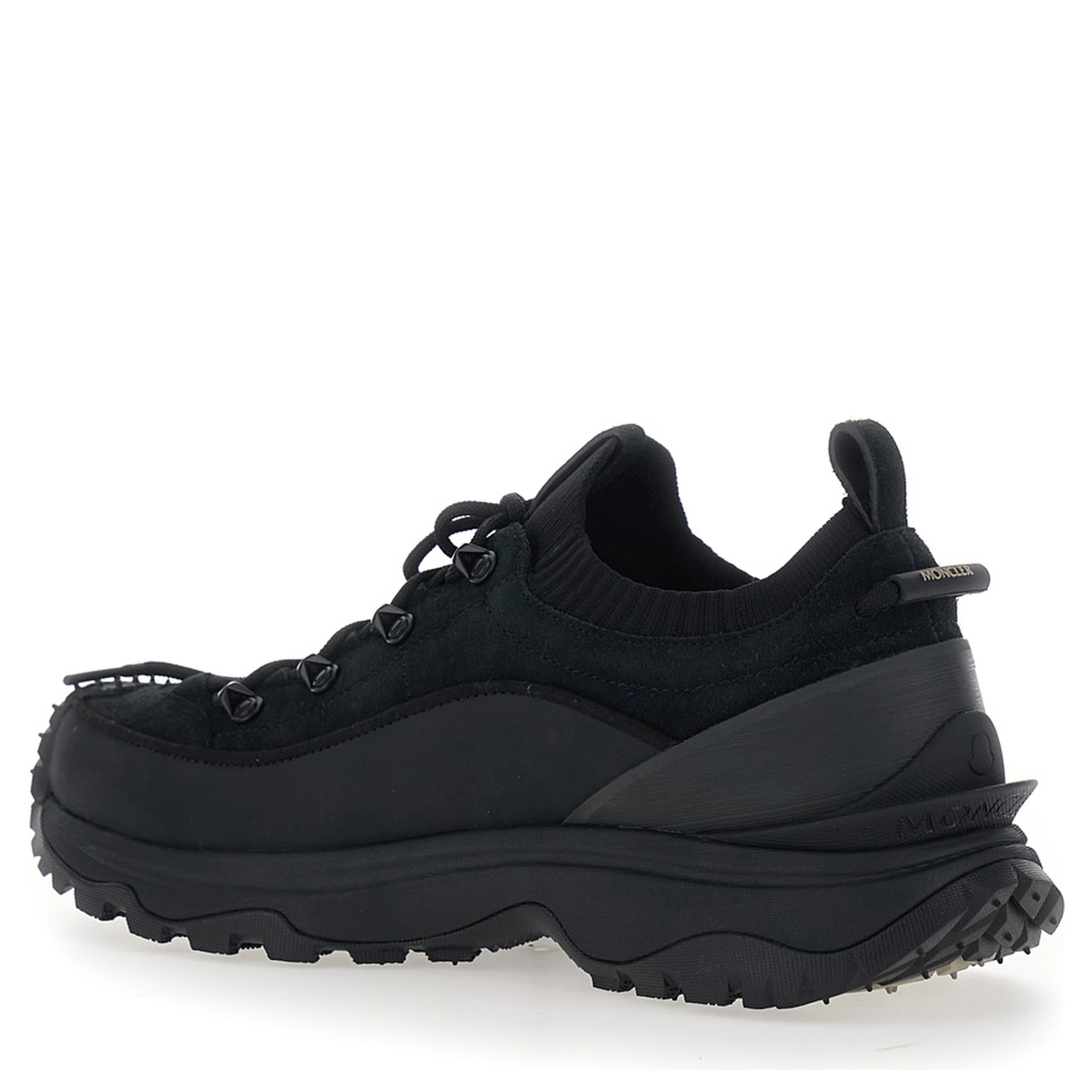 Trailgrip Black Sneaker with Logo Detail on the Front and Chunky Sole in Leather for Men