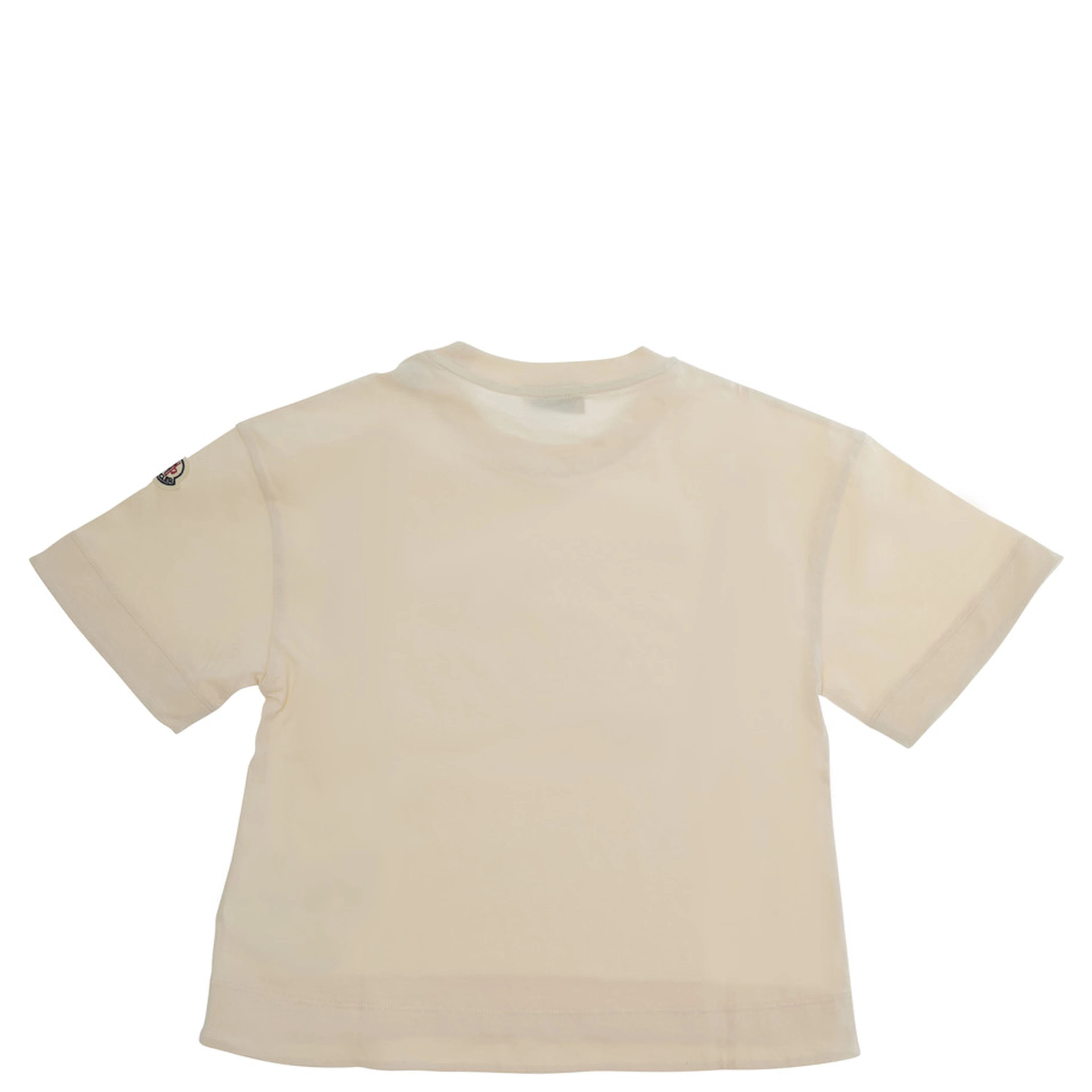 Pink Crew neck T-shirt with logo lettering on the front and logo patch on the sleeve in cotton girl