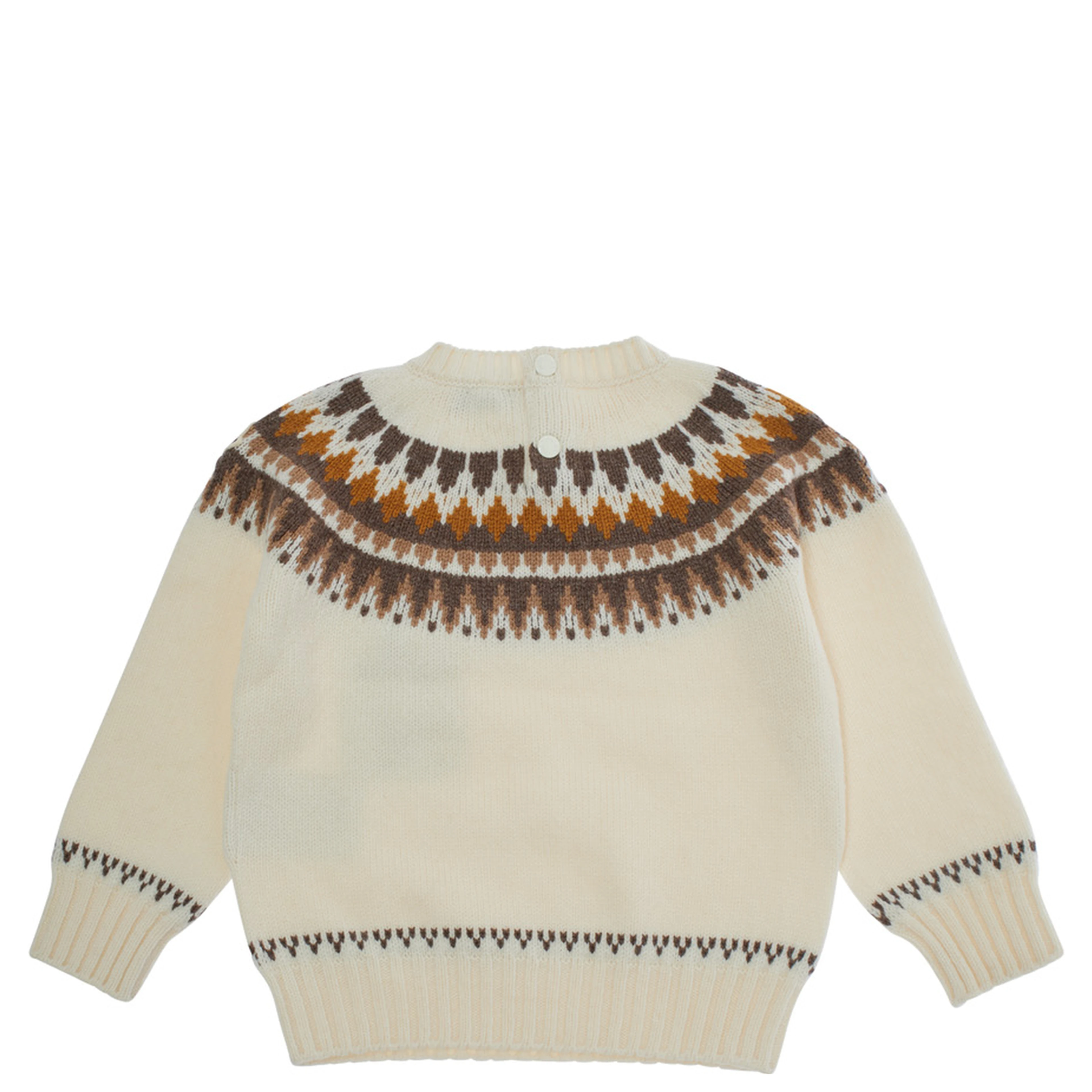 White Sweater with round neck and embroidered motif in wool and cashmere Girl