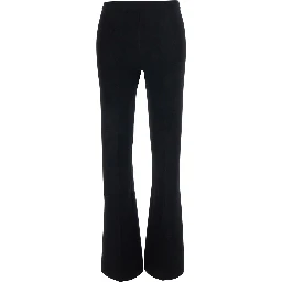 Black High-Waisted Pants with Logo Plate on the Back and Flared Leg in Blend Viscose for Women