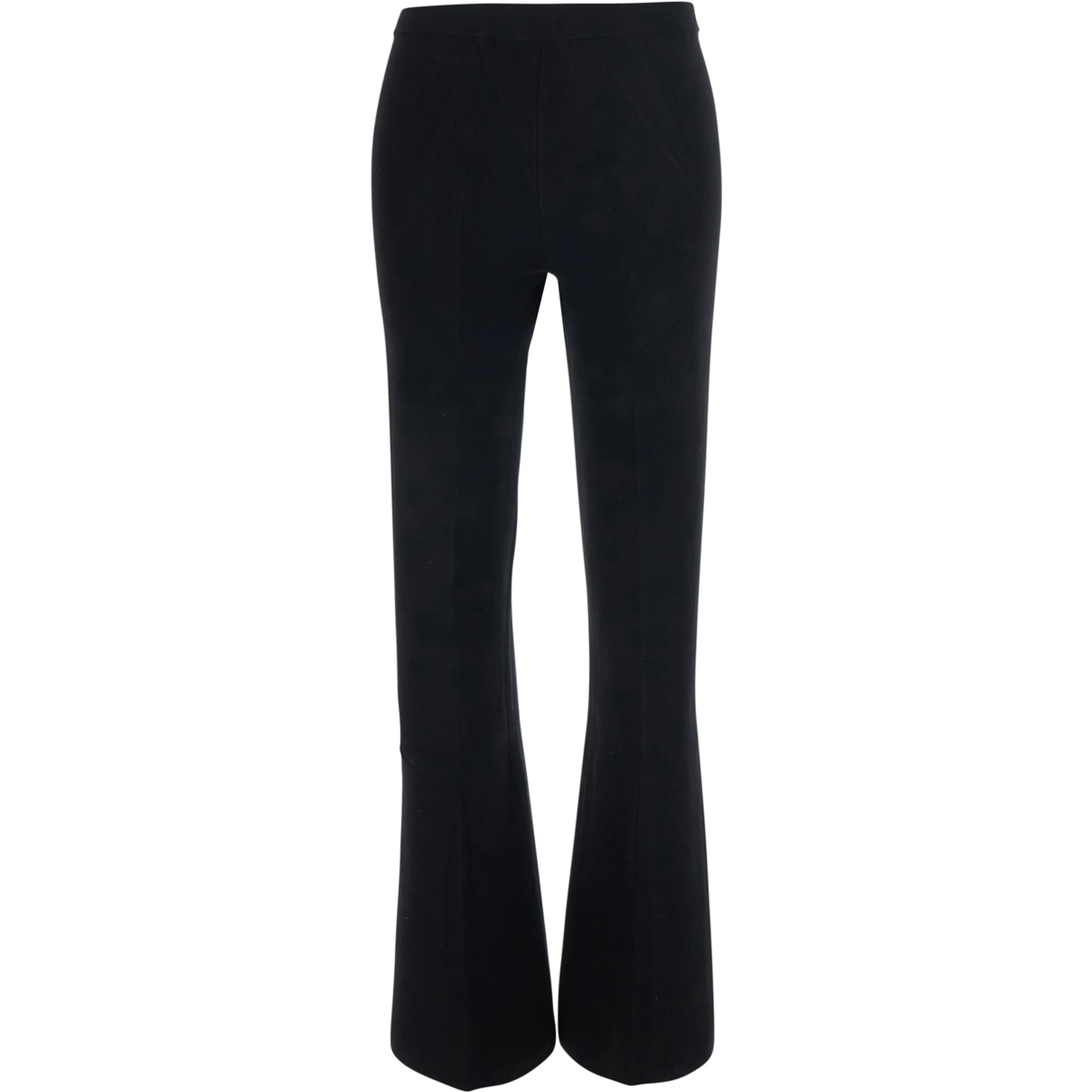 Black High-Waisted Pants with Logo Plate on the Back and Flared Leg in Blend Viscose for Women
