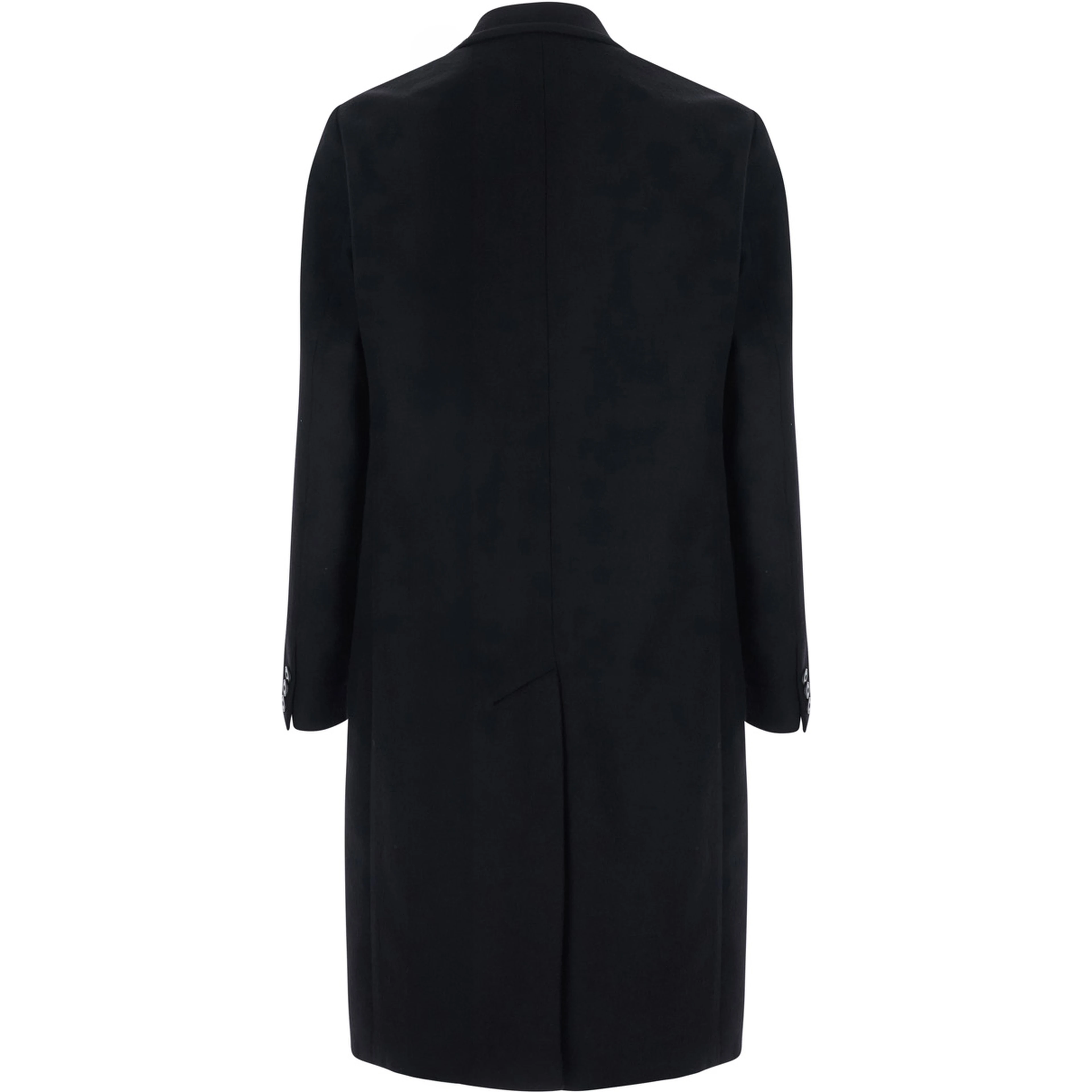 Black Double-breasted coat with Peak revers in wool and cashmere for men