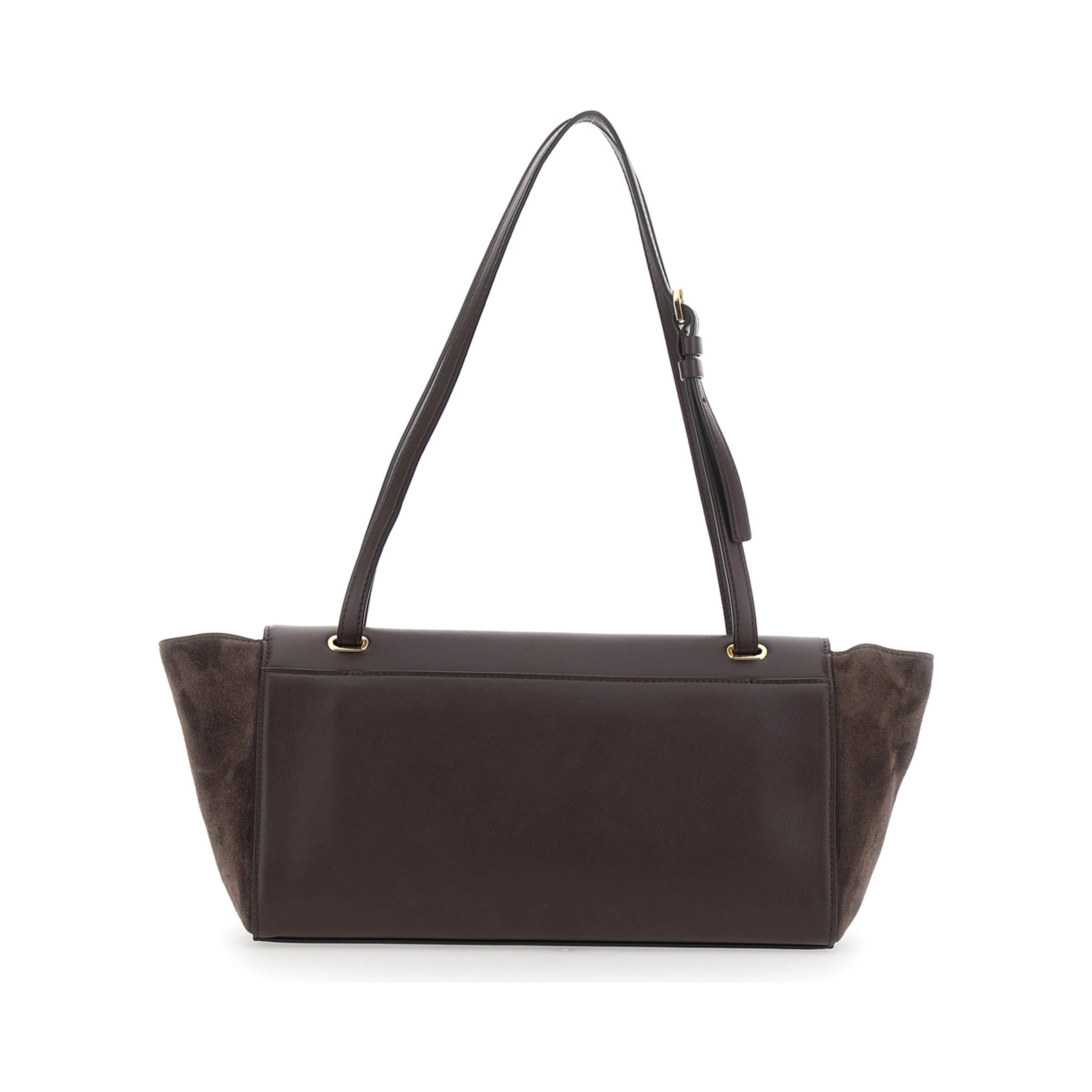 Crossbody bag in suede and smooth leather with brown details for women