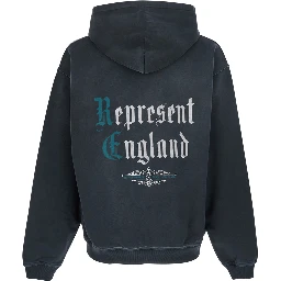 Black Hooded sweatshirt with fixed hood and maxi logo on the back in cotton for men