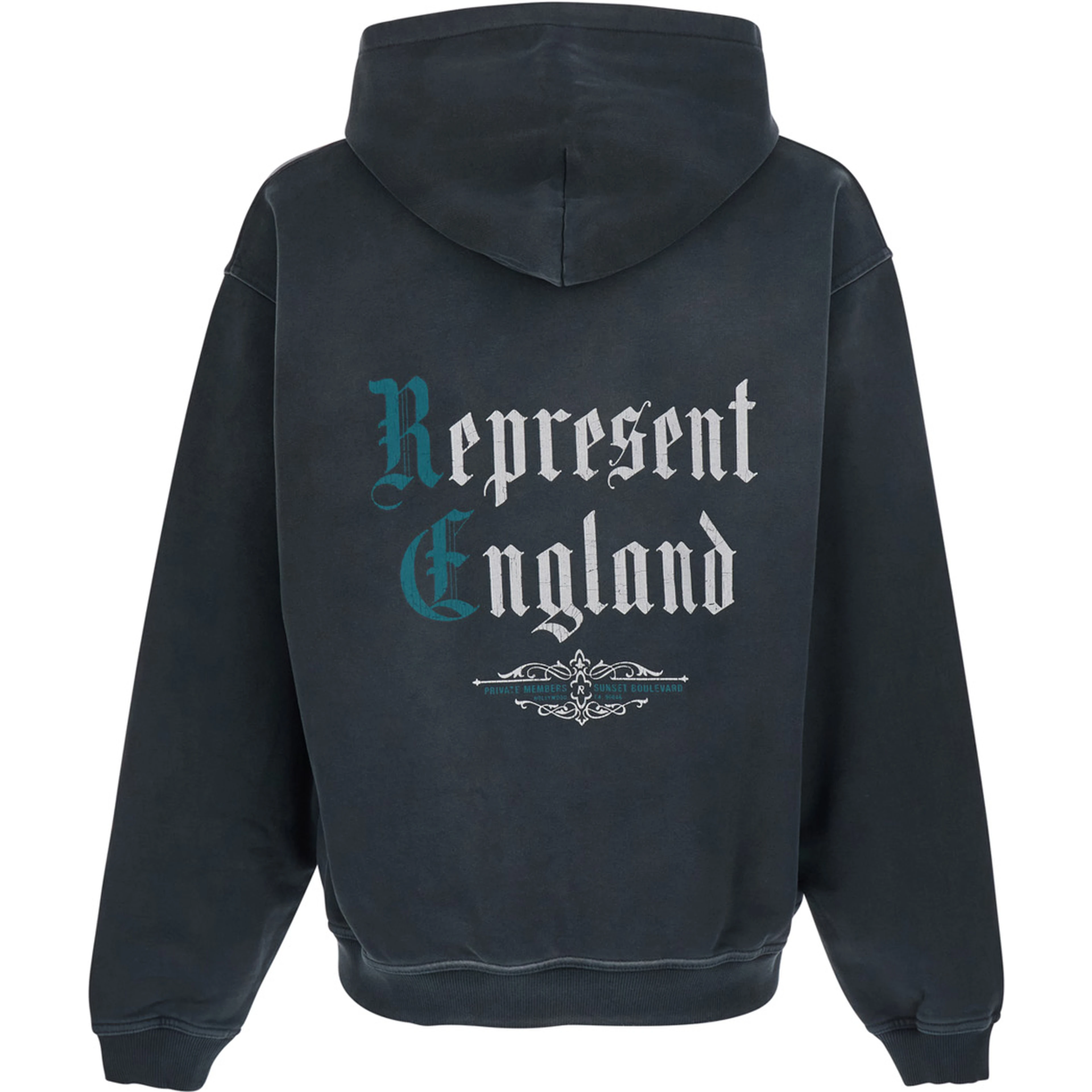Black Hooded sweatshirt with fixed hood and maxi logo on the back in cotton for men