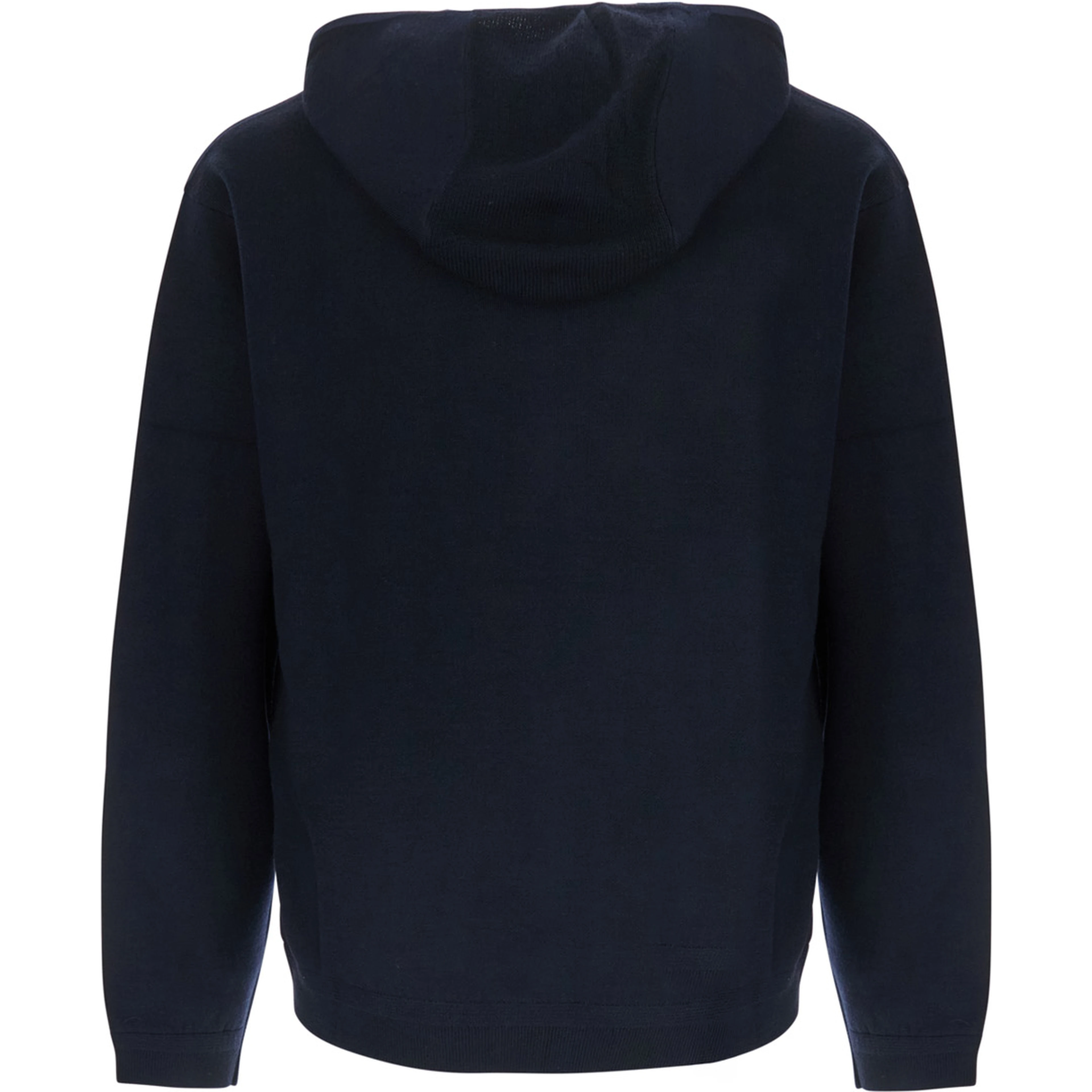 black Sweater with zip and logo patch on the front in wool for men