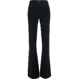 Black High-Waisted Pants with Logo Plate on the Back and Flared Leg in Blend Viscose for Women