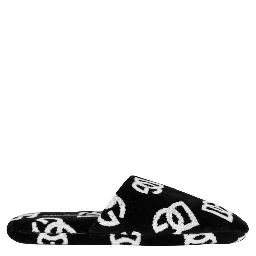 black Slippers with DG all-over Contrasting motif in terry cotton