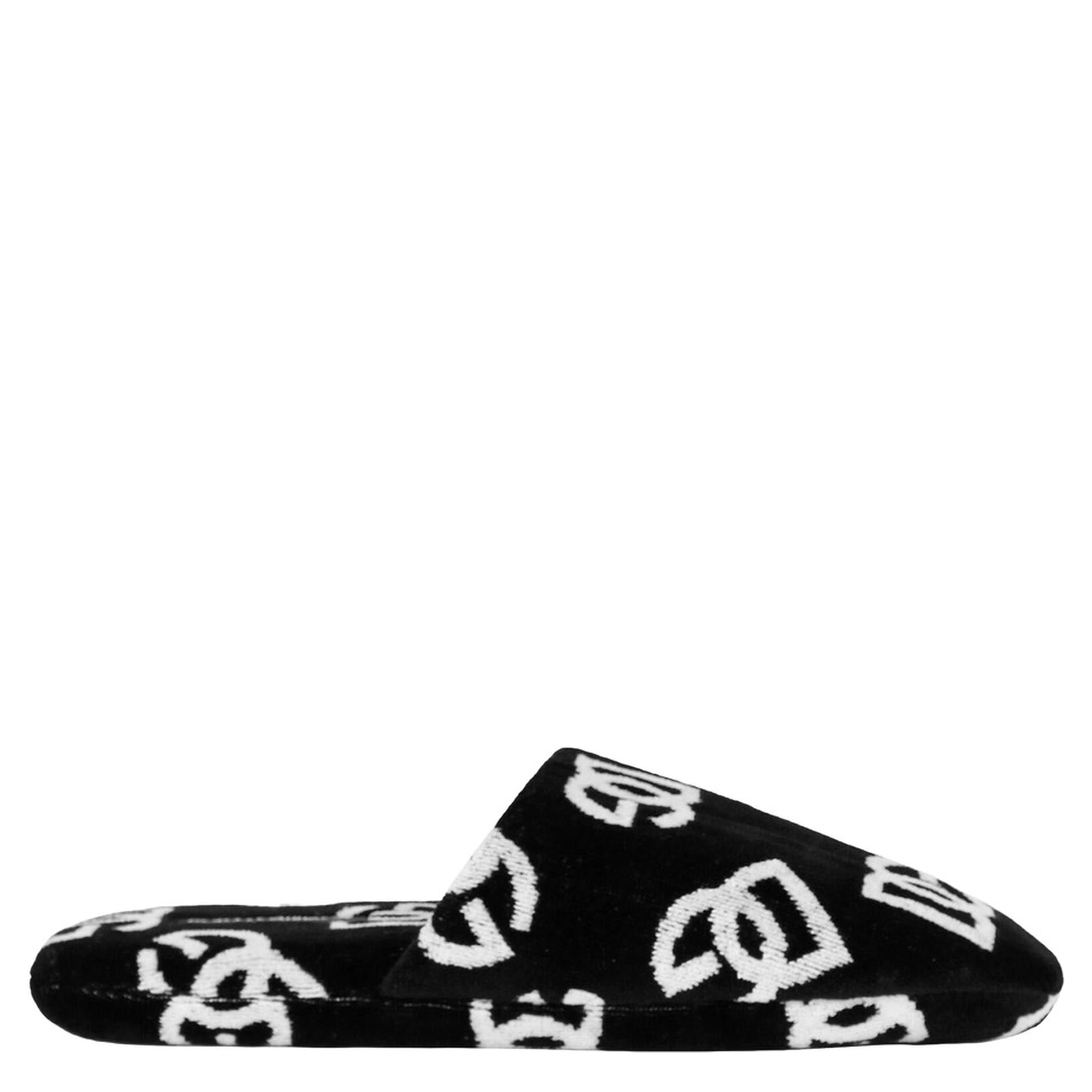 black Slippers with DG all-over Contrasting motif in terry cotton