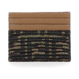 Card holder with FF All-Over Motif in Brown Fabric for women