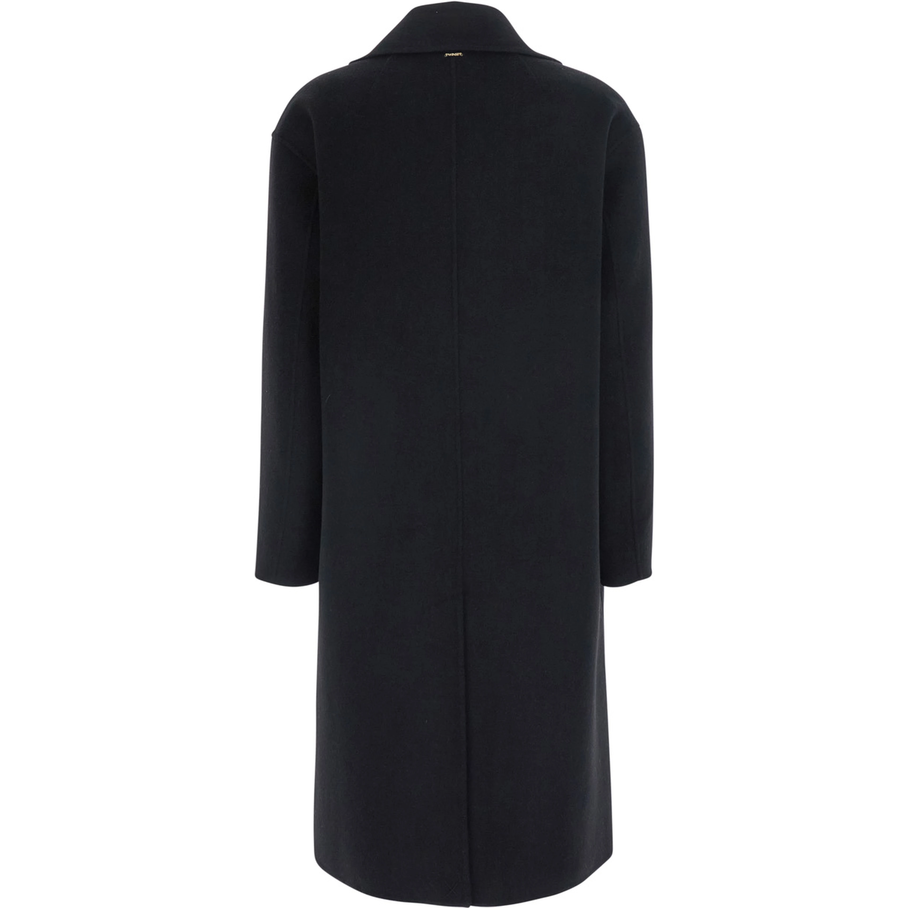 Black Double-breasted coat with notched revers in wool blend for women