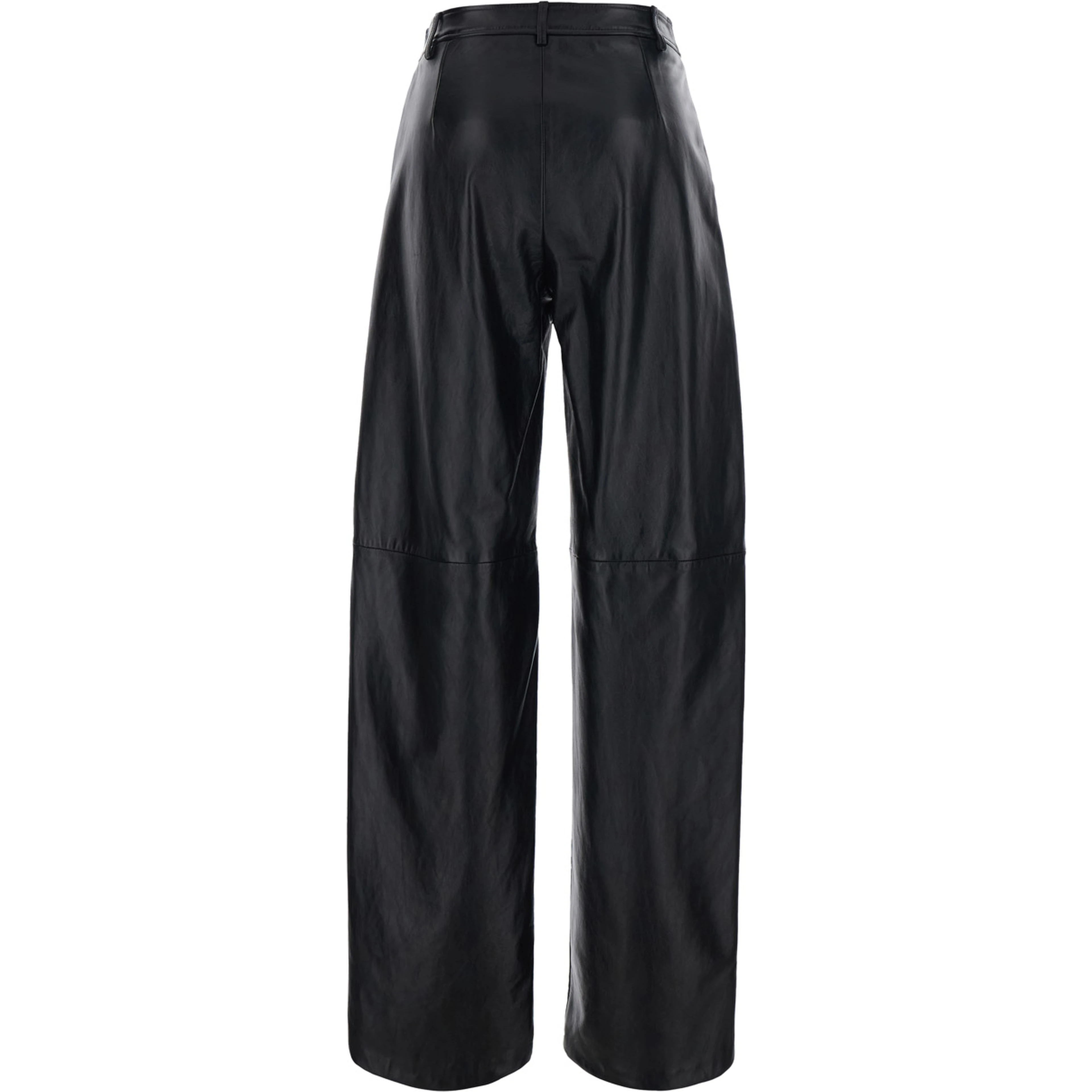 Legno Black Pants with Button and Zip Closure at the Front in Leather for Women
