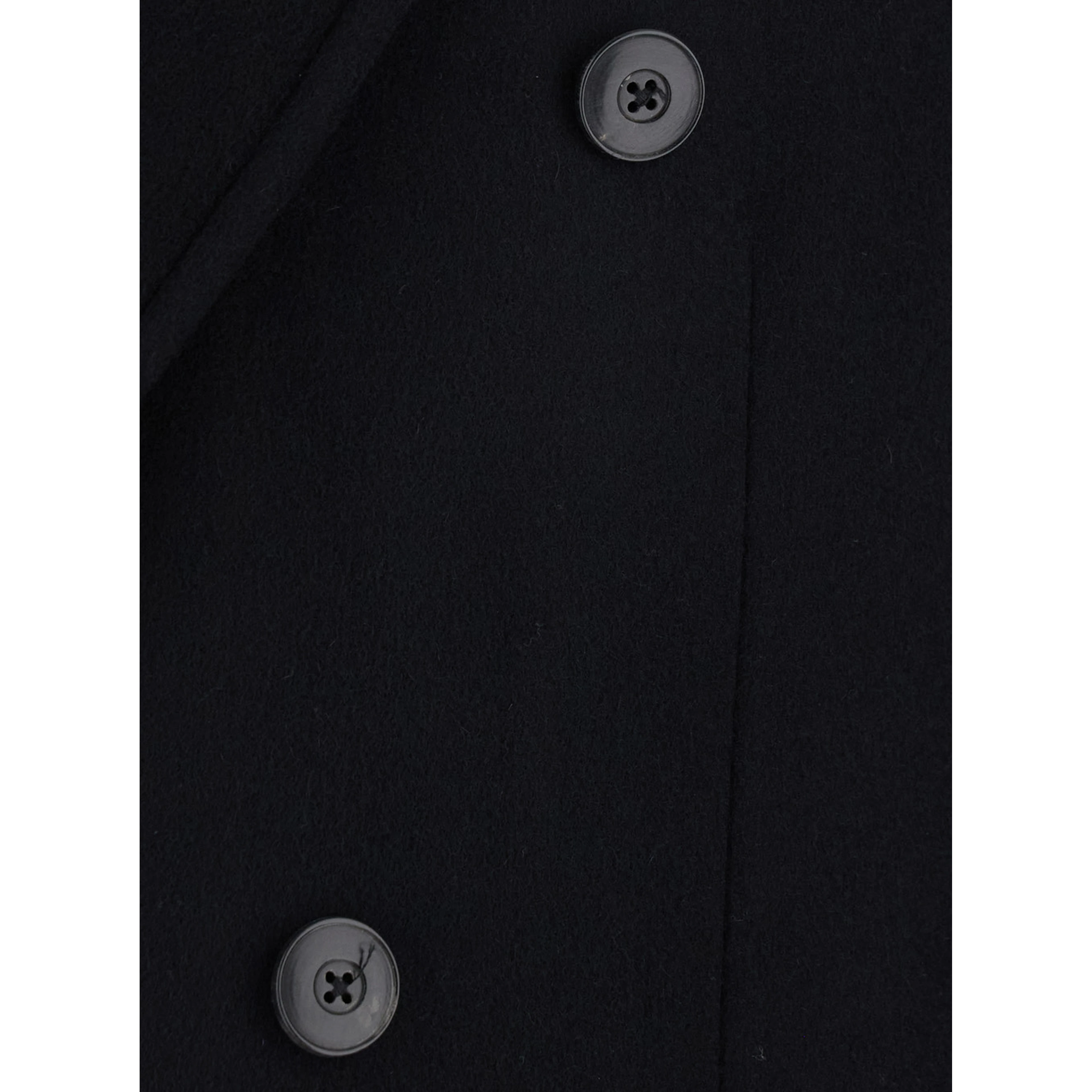 Black Double-breasted coat with Peak revers in wool and cashmere for men
