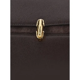 Crossbody bag in suede and smooth leather with brown details for women