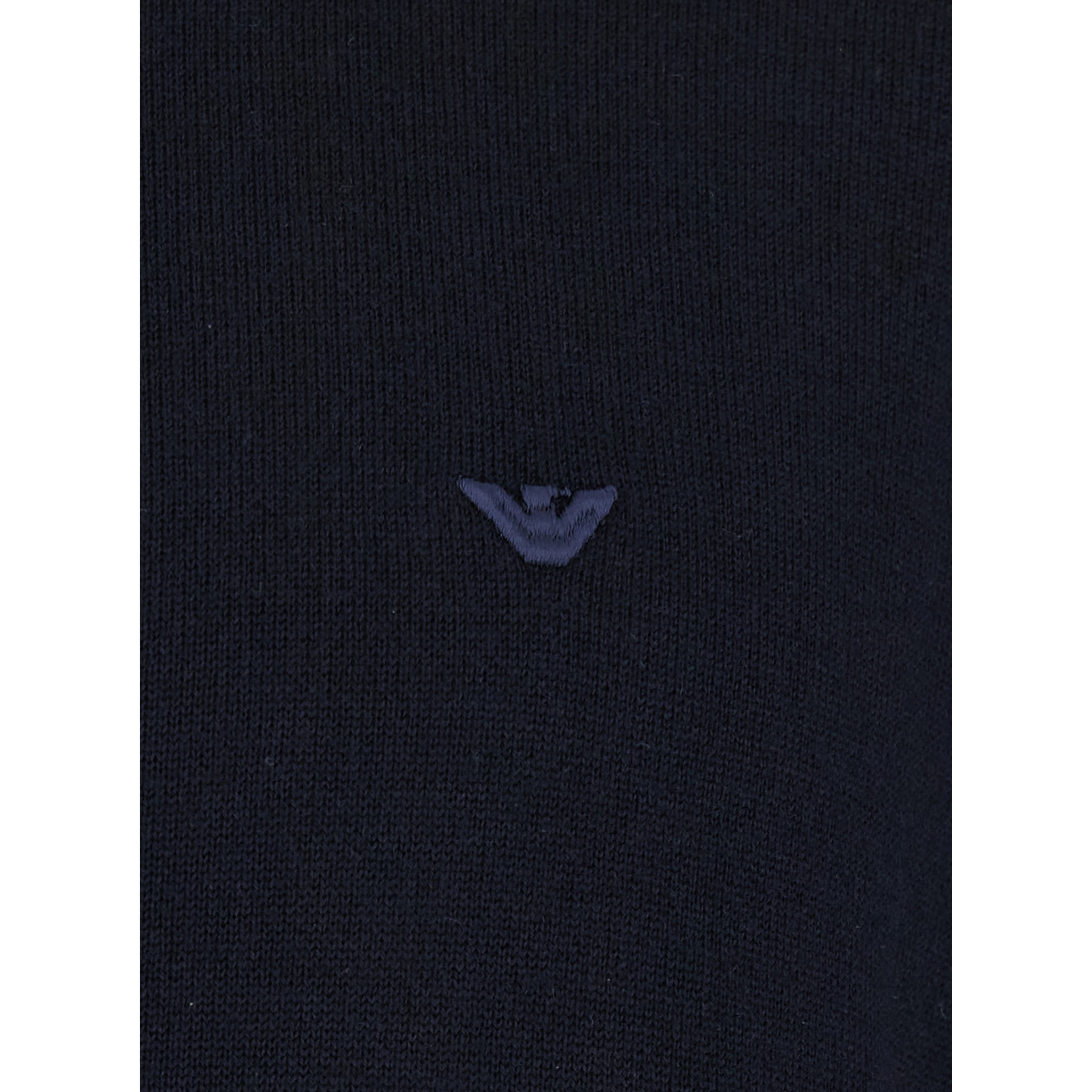 black Sweater with zip and logo patch on the front in wool for men