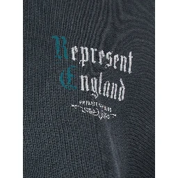 Black Hooded sweatshirt with fixed hood and maxi logo on the back in cotton for men