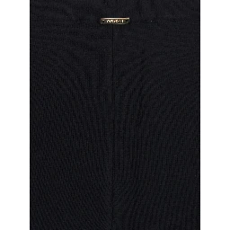 Black High-Waisted Pants with Logo Plate on the Back and Flared Leg in Blend Viscose for Women