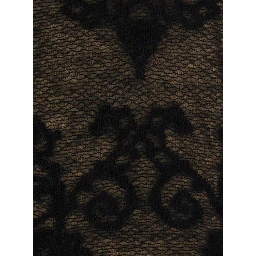 Black Crew Neck Long Dress with All-Over Floral Embroidery in Tech Fabric for Women
