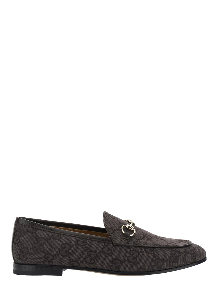 Jordan Brown Loafers with Horsebit on the Front in GG Canvas for Women